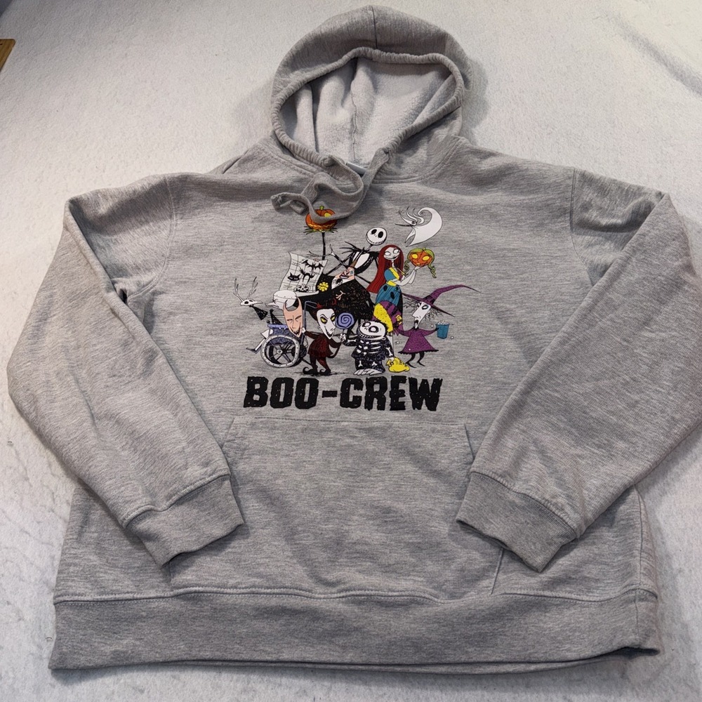 Disney The Nightmare Before Christmas Boo-Crew Gray XL Adult‎ Hoodie Sweatshirt
